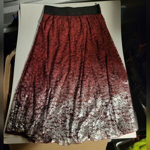 Lolaroe Red and Silver Holiday Lace Maxi  skirt XS